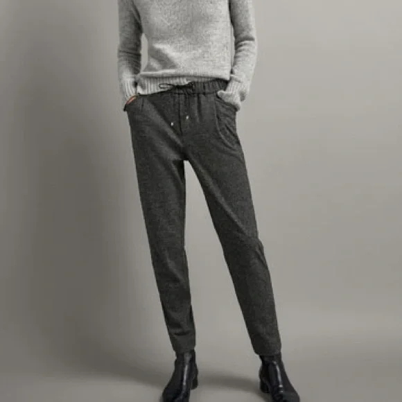MASSIMO DUTTI Jogging fit heathered knit trousers - Picture 1 of 5